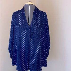 Fortune + Ivy Navy polka dot women’s blouse XL